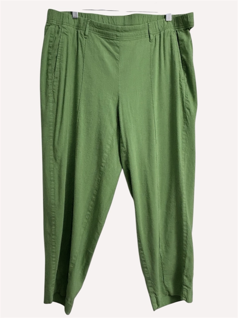 J. Jill Green Linen Blend Stretch Pull-On Cropped Green Pants Size XL